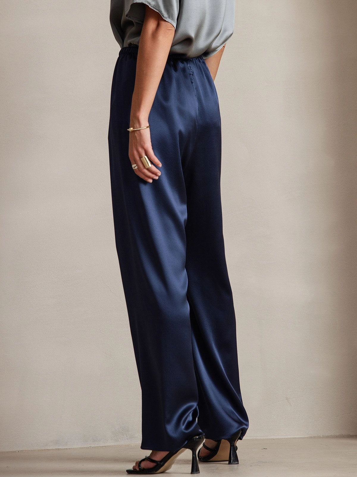 19Momme Fashionable High-Waisted Wide-Leg Pants