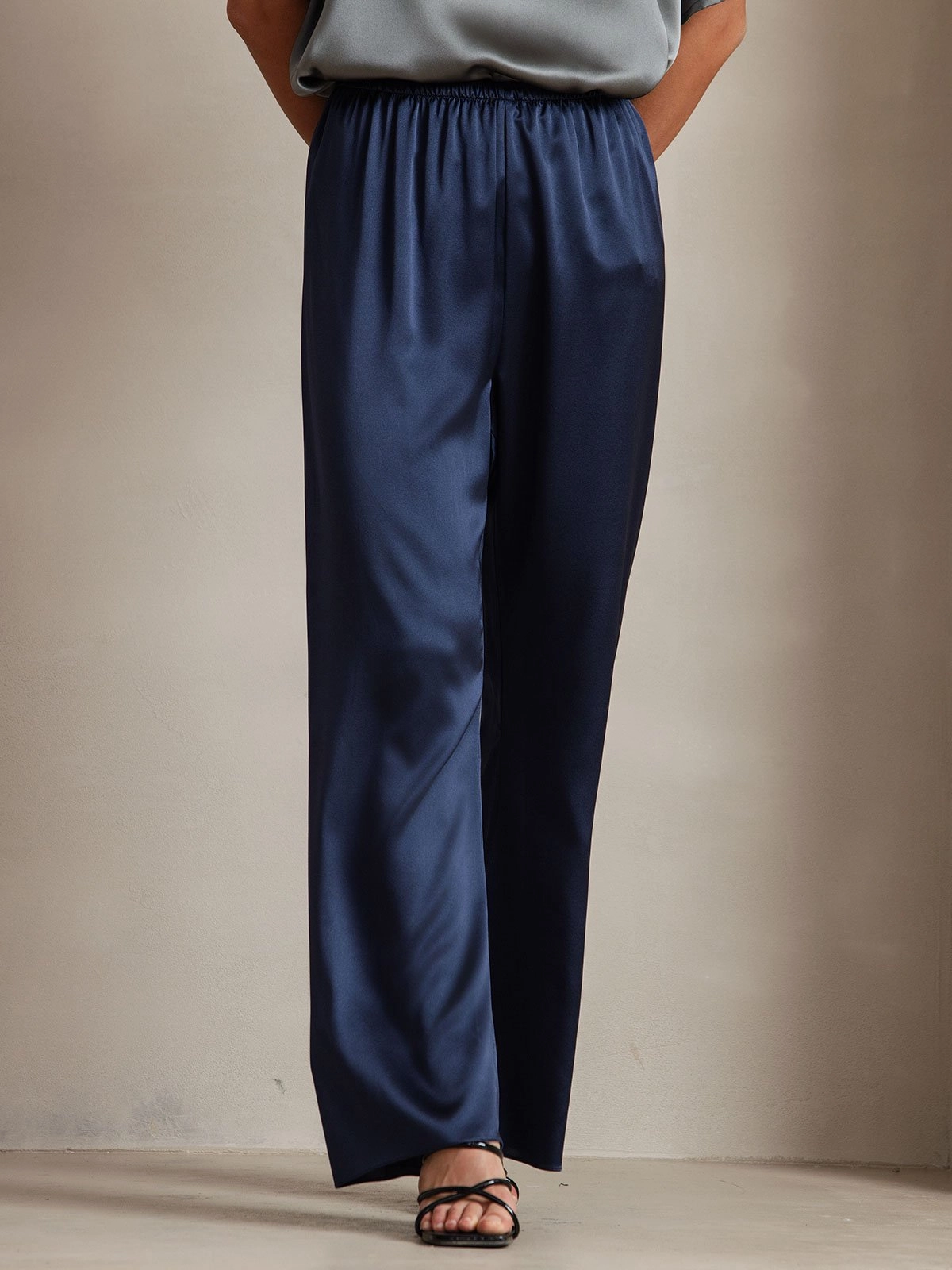 19Momme Fashionable High-Waisted Wide-Leg Pants