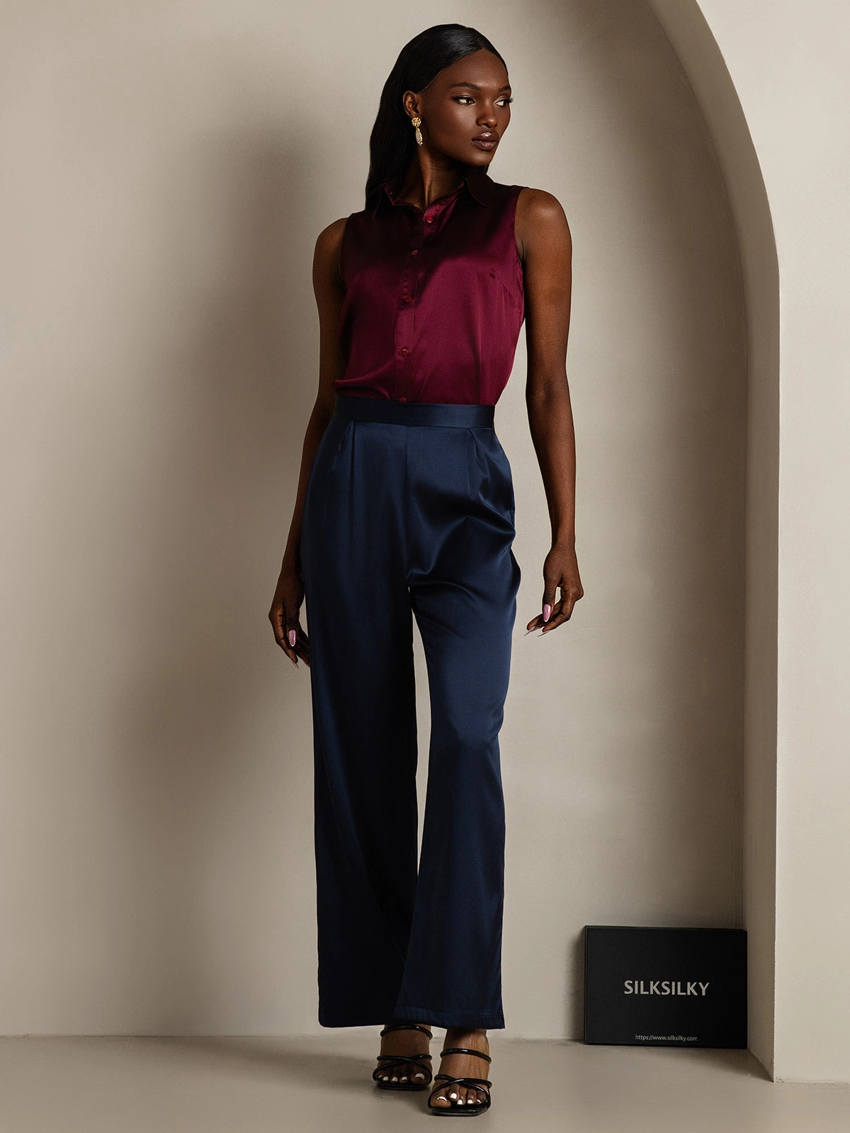 19Momme Silk Casual Wide Leg Pants