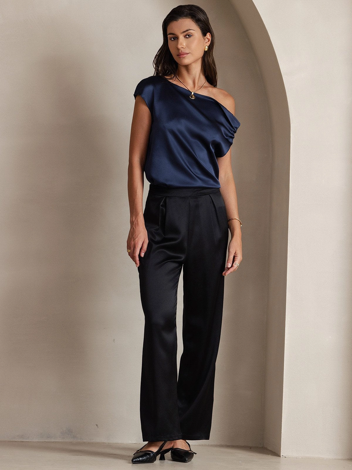 19Momme Silk Casual Wide Leg Pants