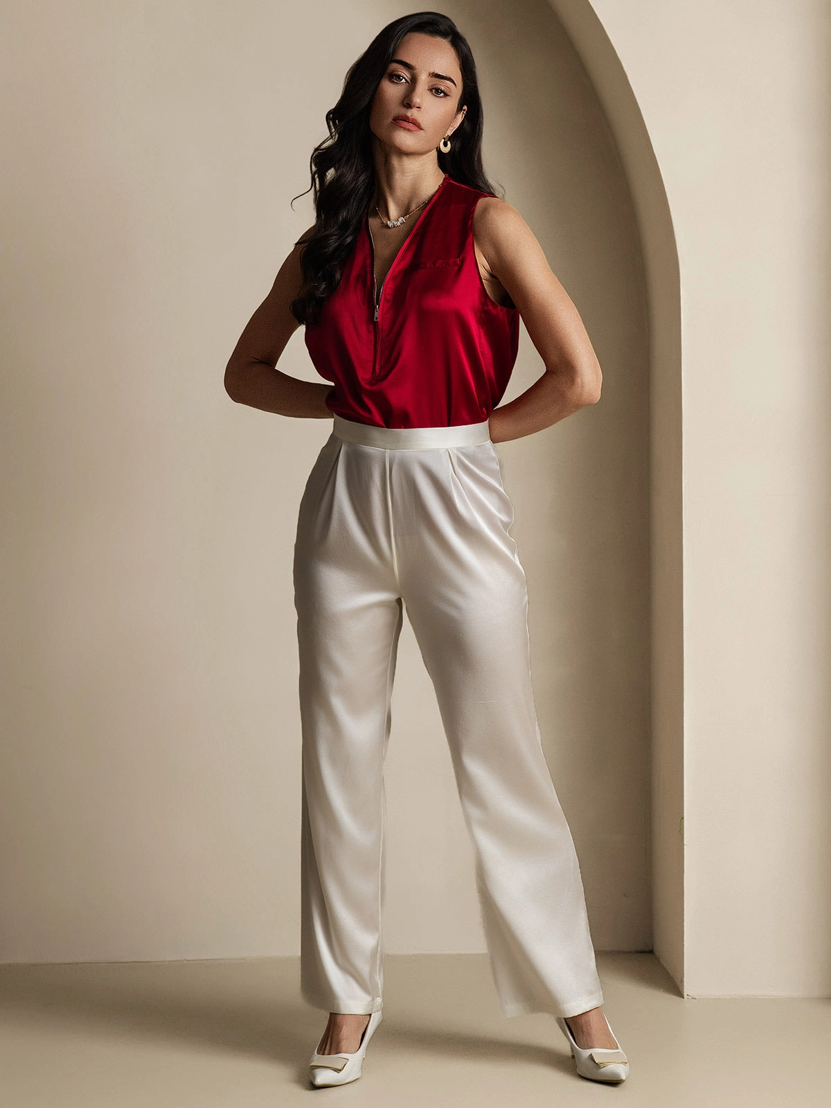 19Momme Silk Casual Wide Leg Pants