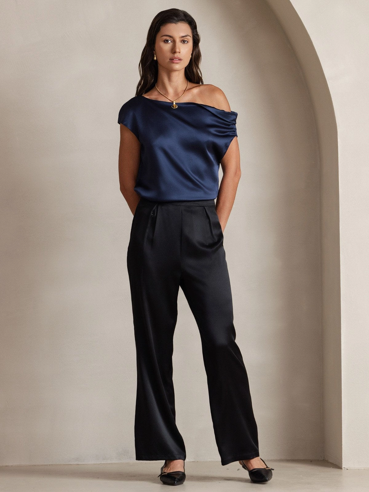 19Momme Silk Casual Wide Leg Pants