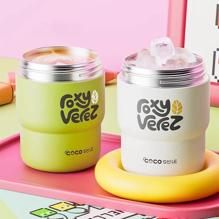 2024 Trendy COCO SMILE Portable Flower Thermos Mug - 450ML | Dual-Use Straw Cup for Hot and Cold Beverages