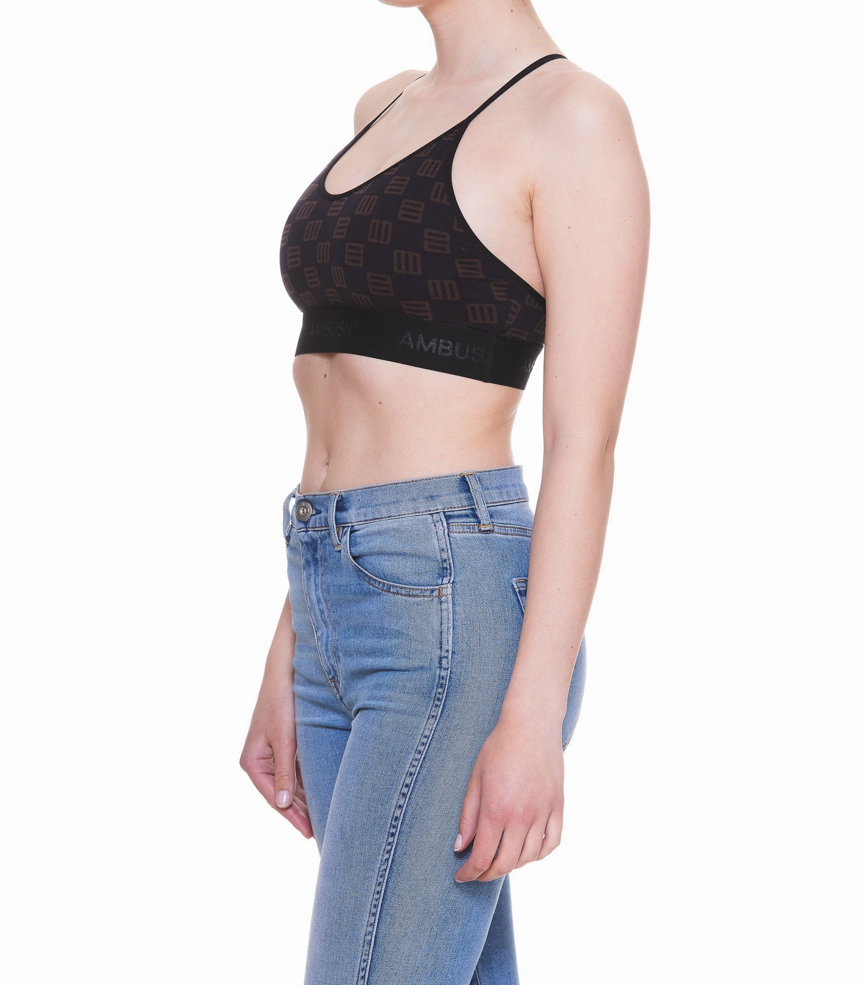 Ambush Monogram-Print Cropped Bra Top