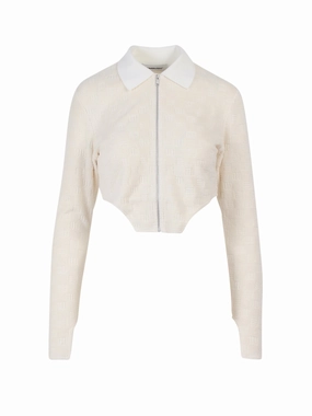 Ambush Monogram Zipped Cropped Top