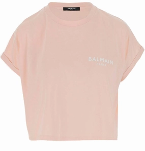 Balmain Logo Printed Short-Sleeved Cropped T-Shirt
