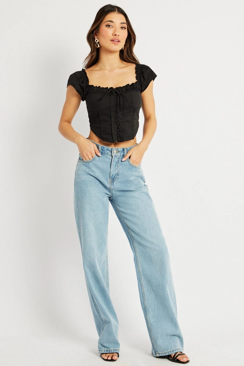 Black Corset Top Short Sleeve
