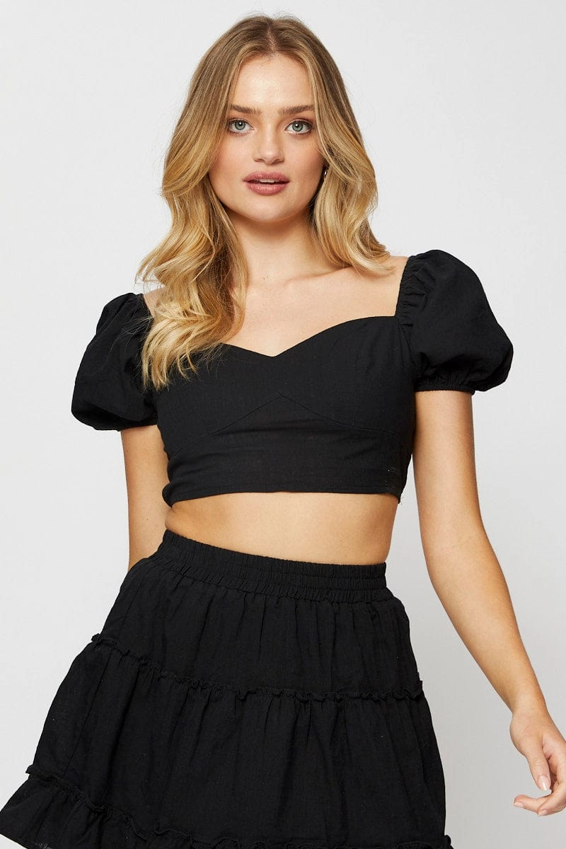 Black Crop Top Short Sleeve