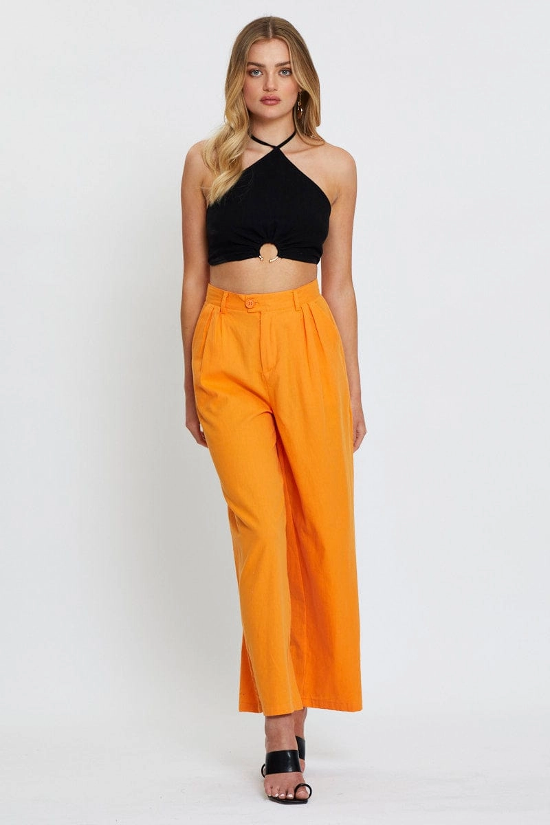 Black Crop Top Sleeveless Halter