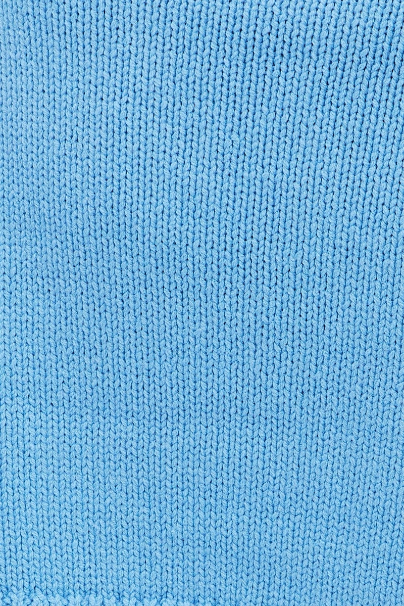 Blue Cable Knit Jumper Turtle Neck