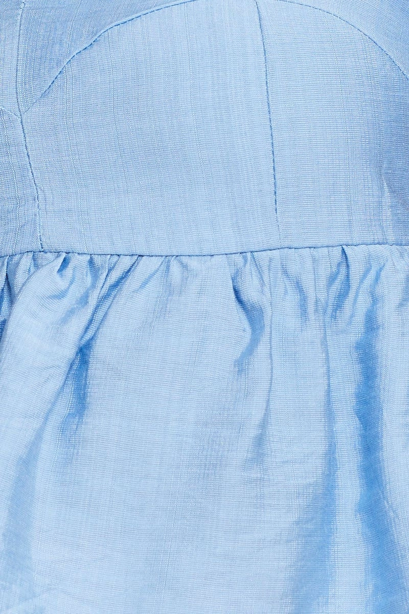 Blue Crop Top Short Sleeve Sweetheart
