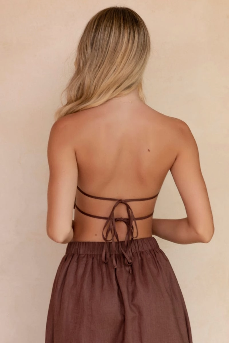 Brown Boobtube Sleeveless Crop