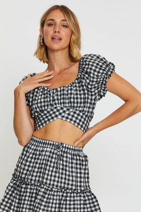 Check Crop Top Tie Up