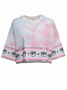 Chiara Ferragni Eye-Detailed Tie-Dyed Cropped T-Shirt