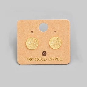 Circle Disc Stud Earrings - Gold