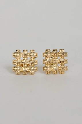 Colette Gold Textured Square Stud Earrings