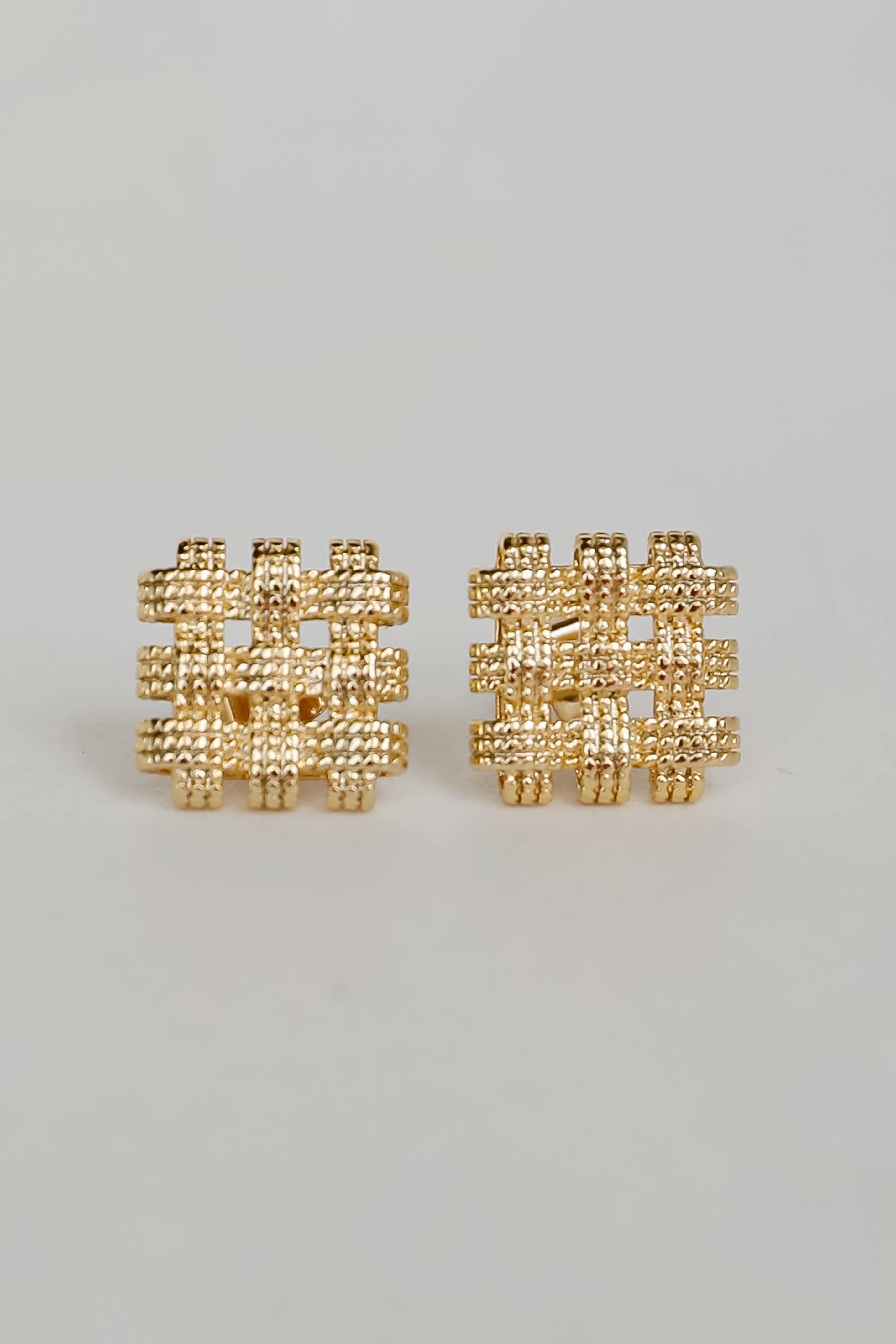 Colette Gold Textured Square Stud Earrings
