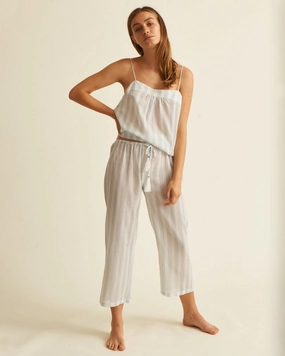 Crinkle Cotton Stripe Drawstring Pant