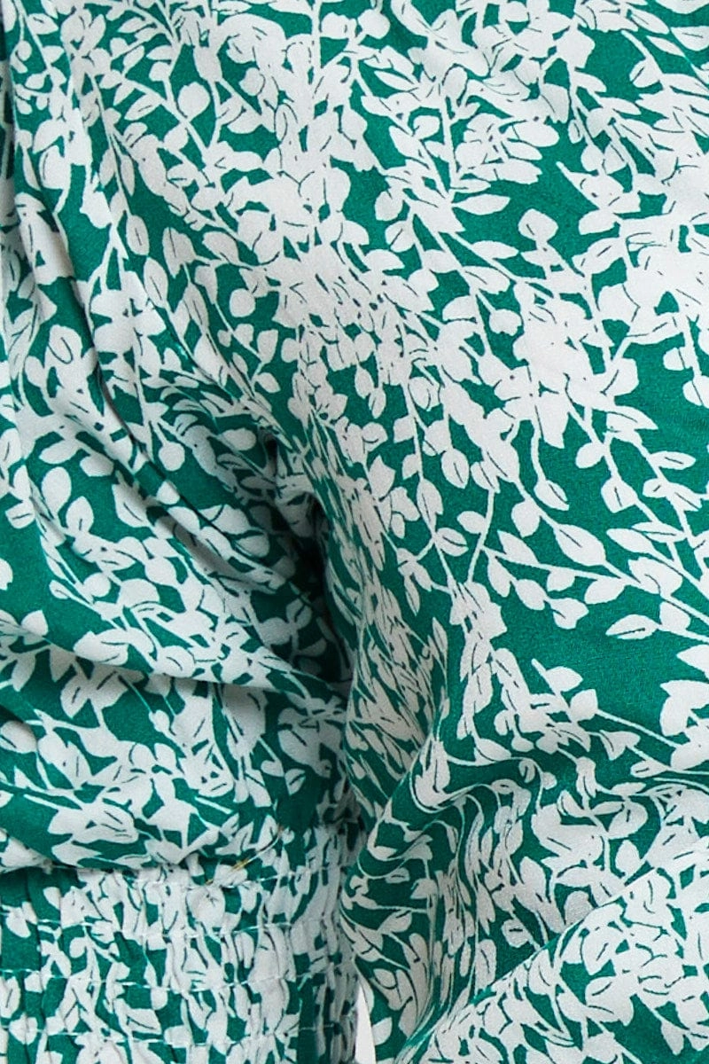 Ditsy Print Crop Top Short Sleeve Tie Up