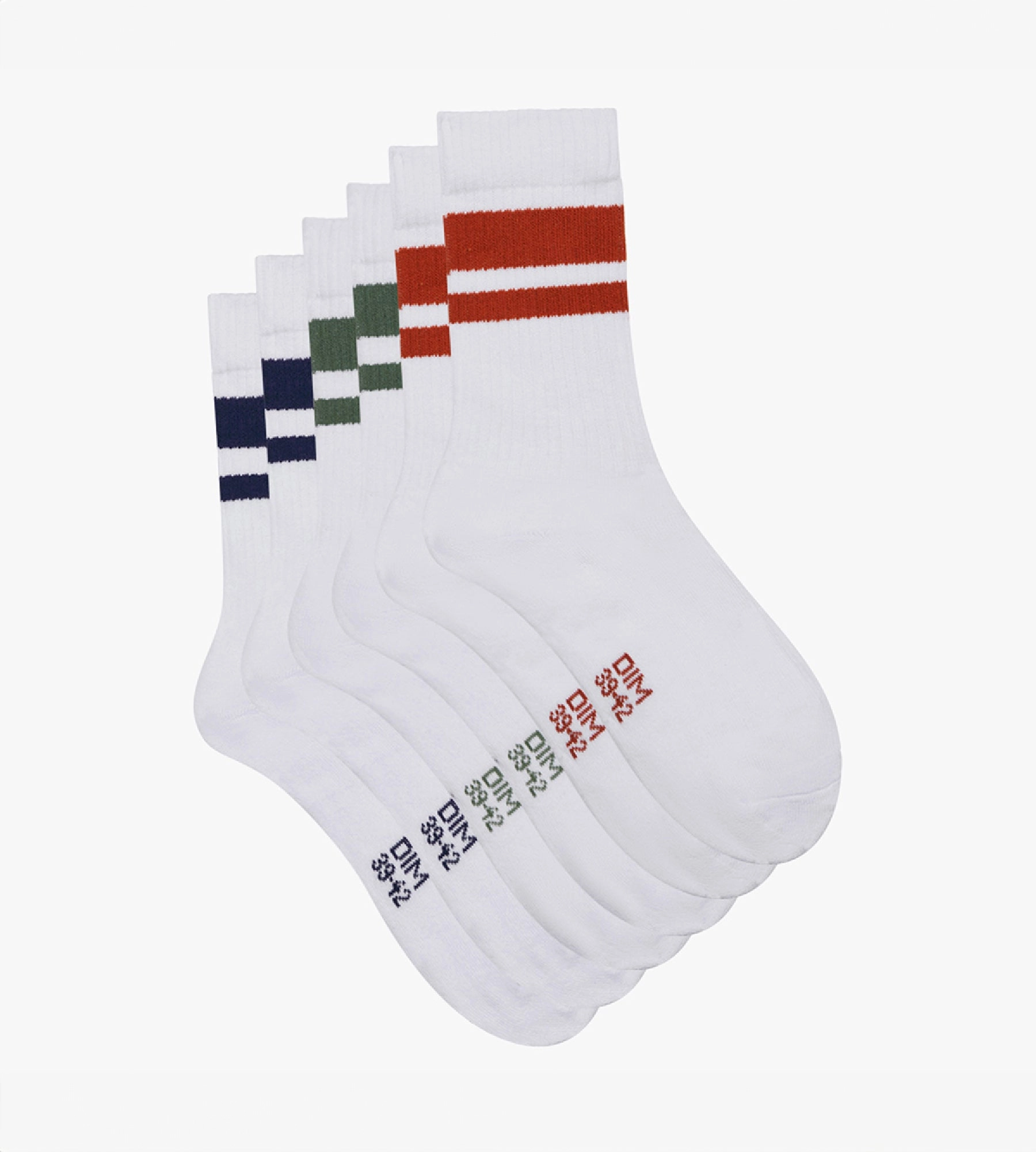 EcoDim Sport Green White Pack of 3 pairs of men's cotton socks