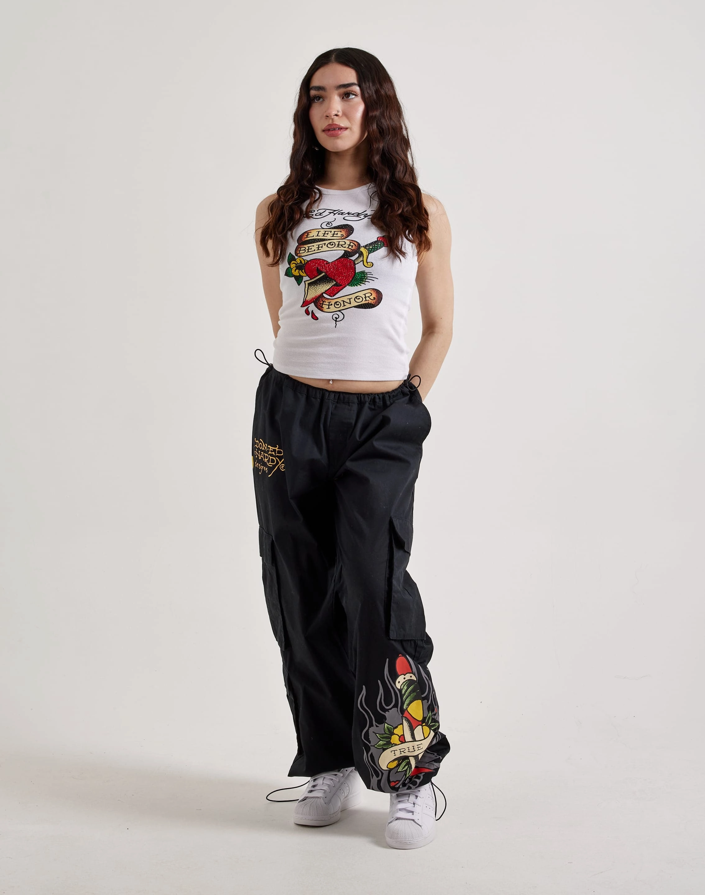 Ed Hardy Heart Sword Rhinestone Rib Tank Top
