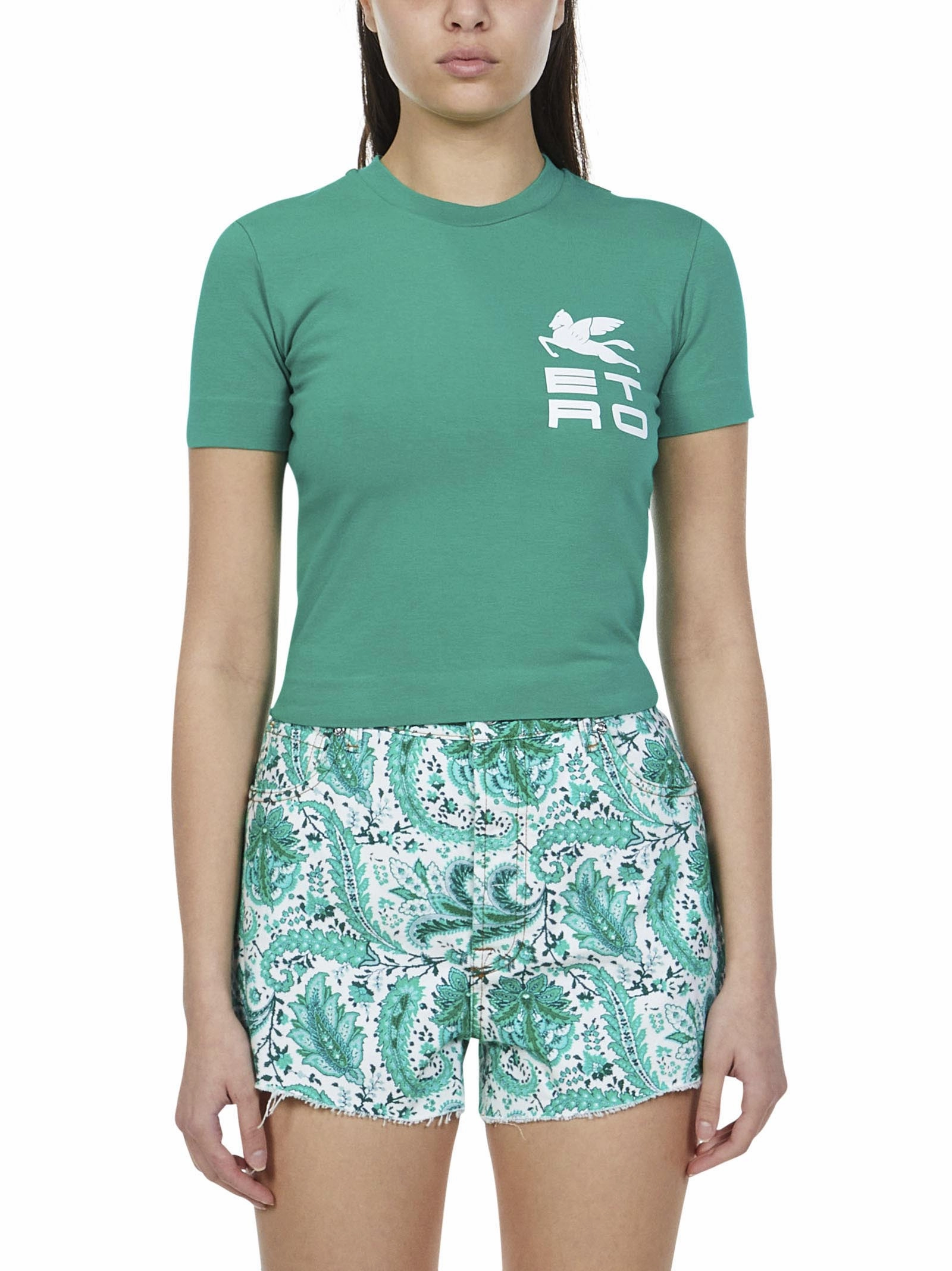 Etro Logo Printed Cropped T-Shirt