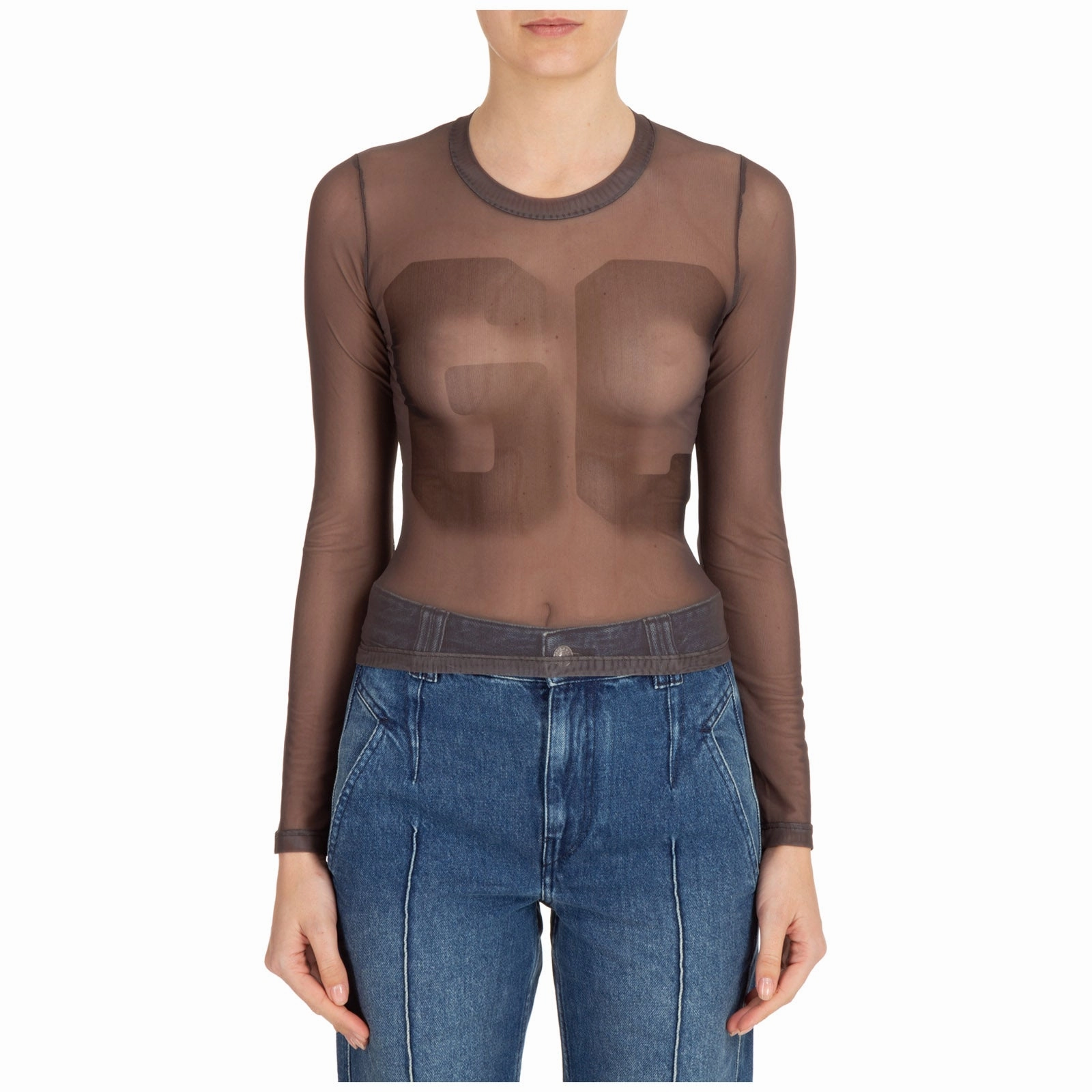 GCDS Crewneck Cropped Maxi Logo Top