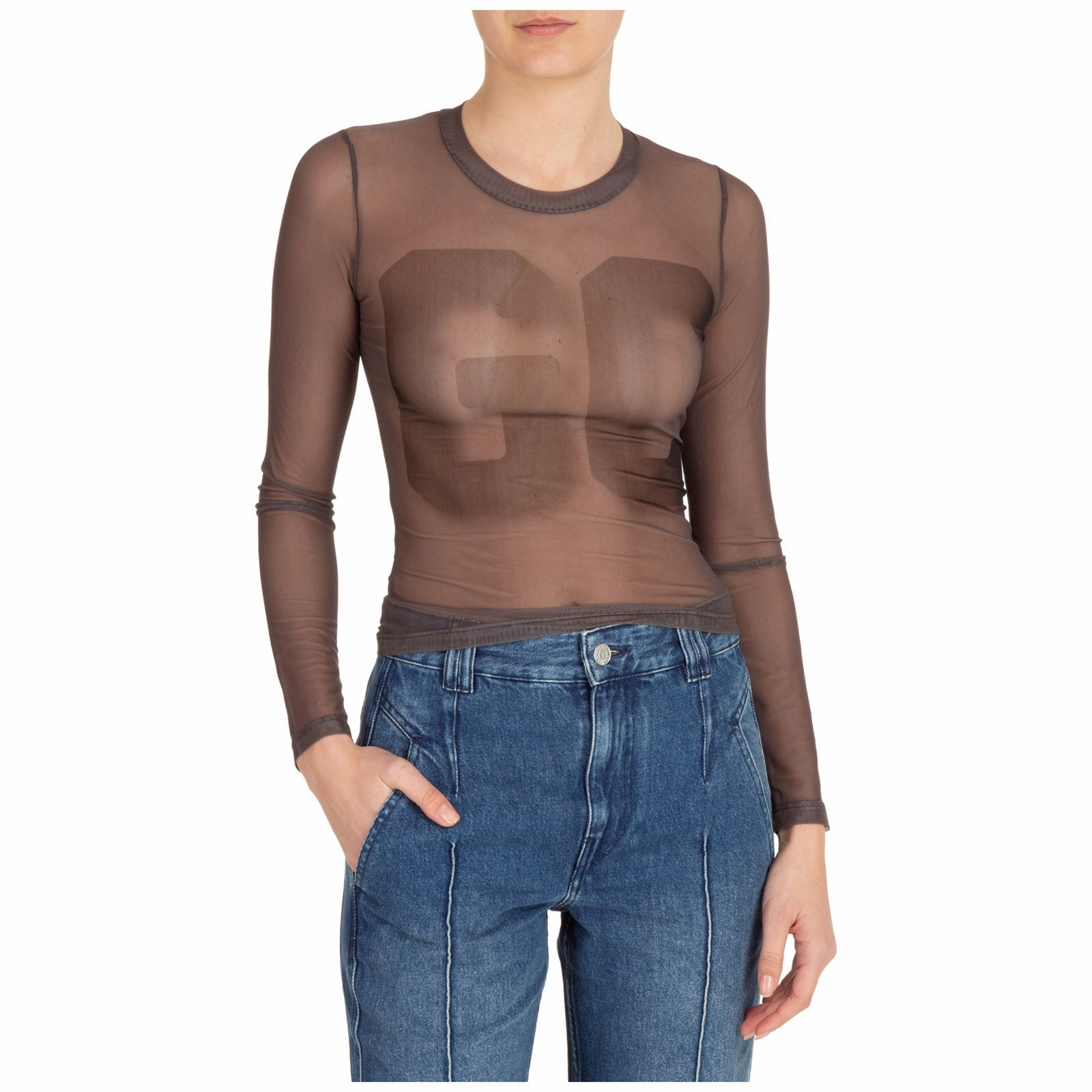GCDS Crewneck Cropped Maxi Logo Top