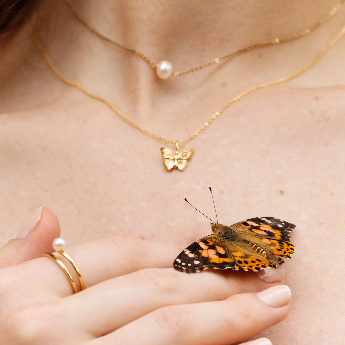 Gold Vermeil Butterfly Pendant Necklace
