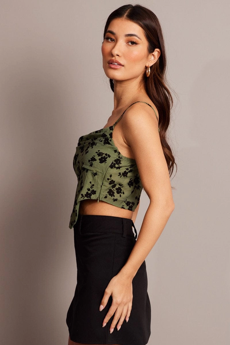 Green Cami Top Sleeveless Corset