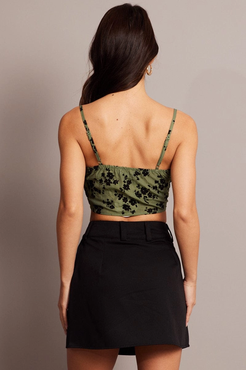 Green Cami Top Sleeveless Corset