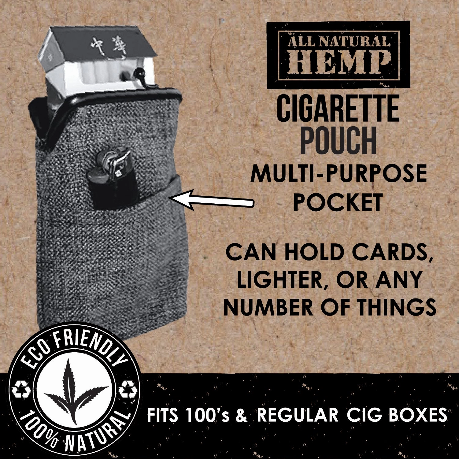 Hemp Cigarette Pouch - 6 Pieces Per Retail Ready Display 22708