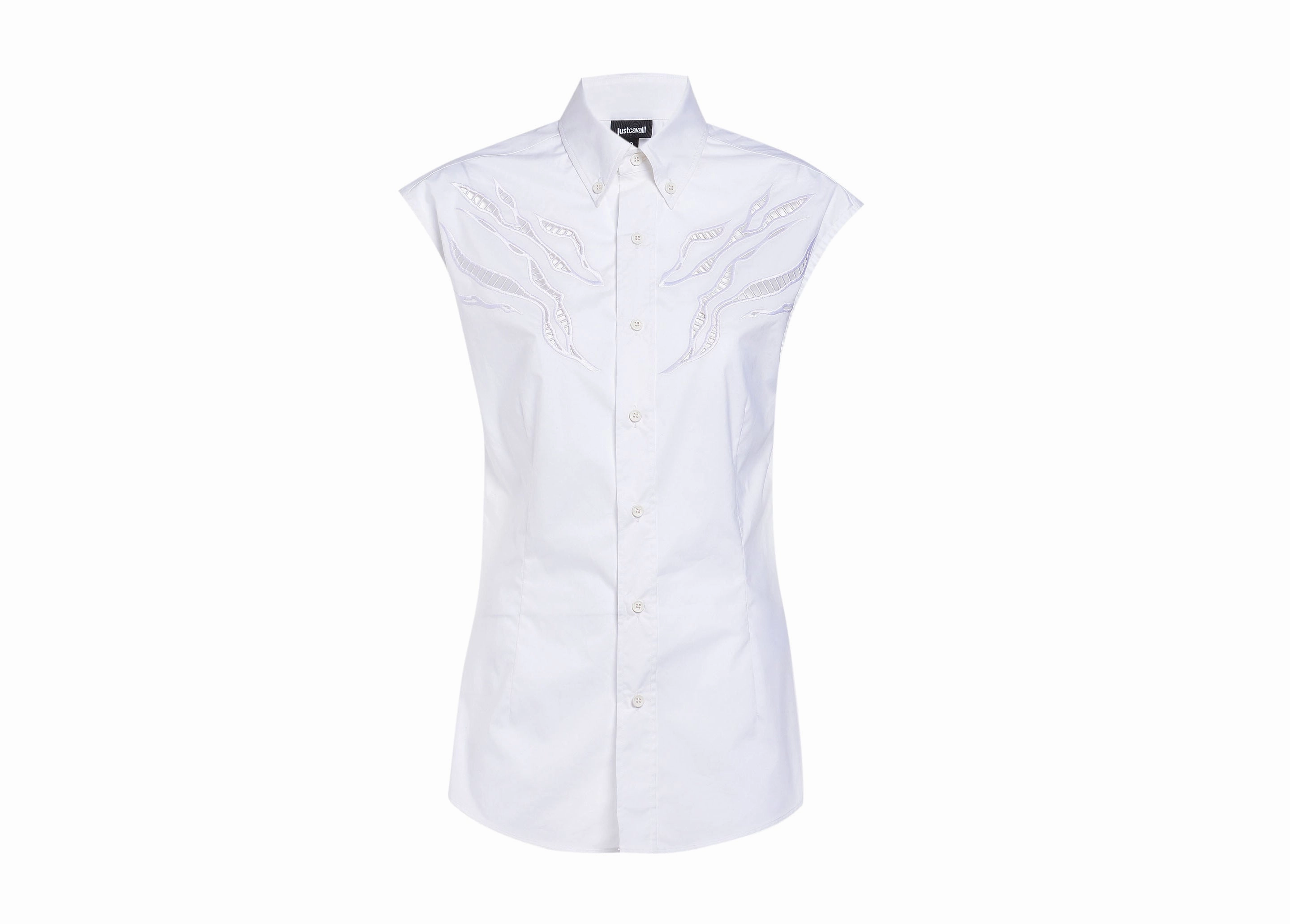 Just Cavalli Perforated Graphic Detail Sleeveless Shirt