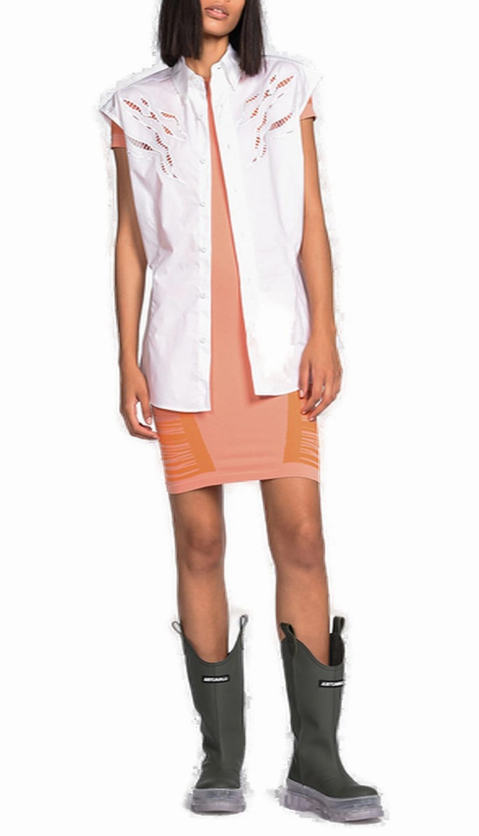 Just Cavalli Perforated Graphic Detail Sleeveless Shirt