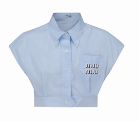 Miu Miu Striped Cropped Shirt