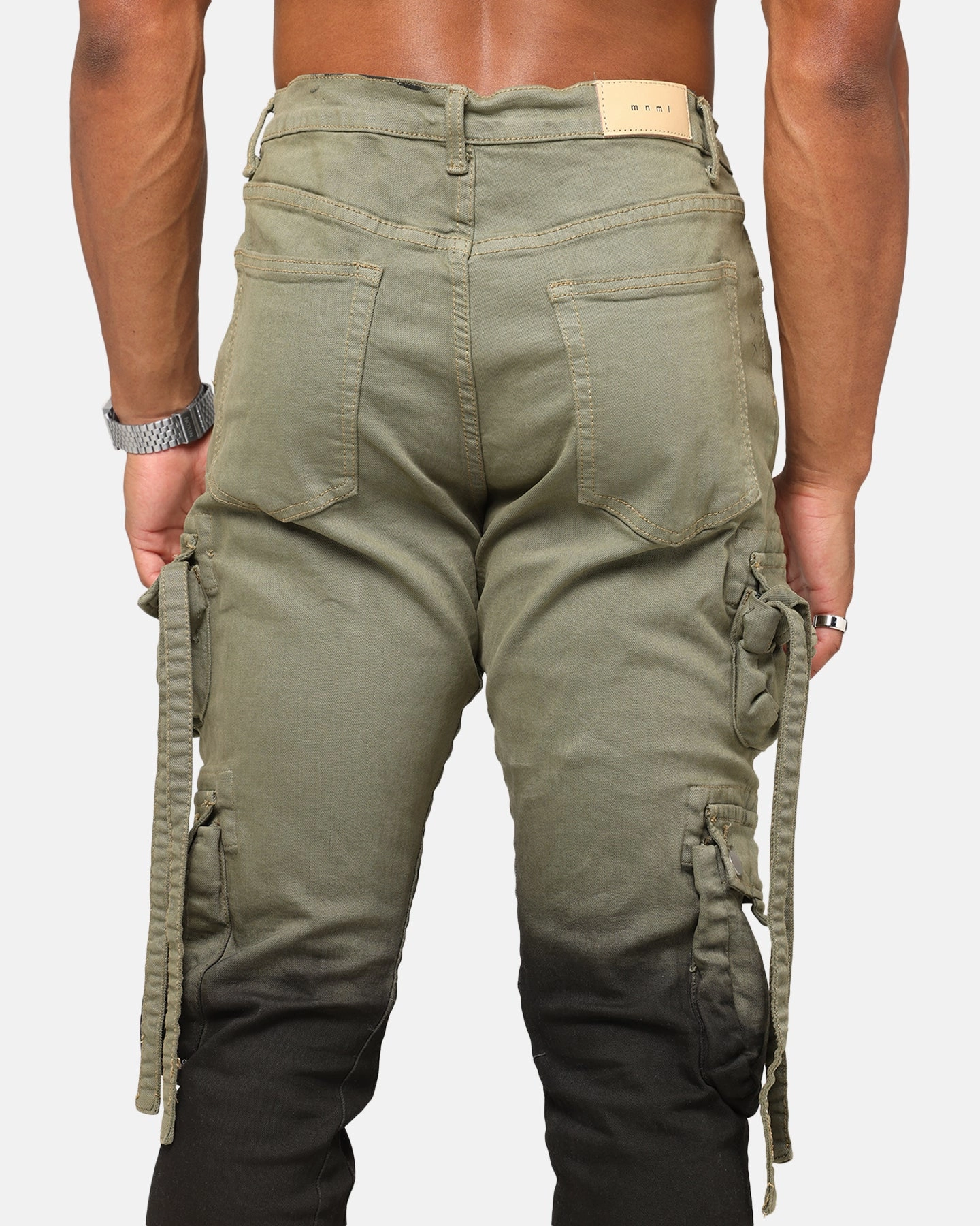 MNML B569 Cargo Flare Denim Jeans Olive/Black