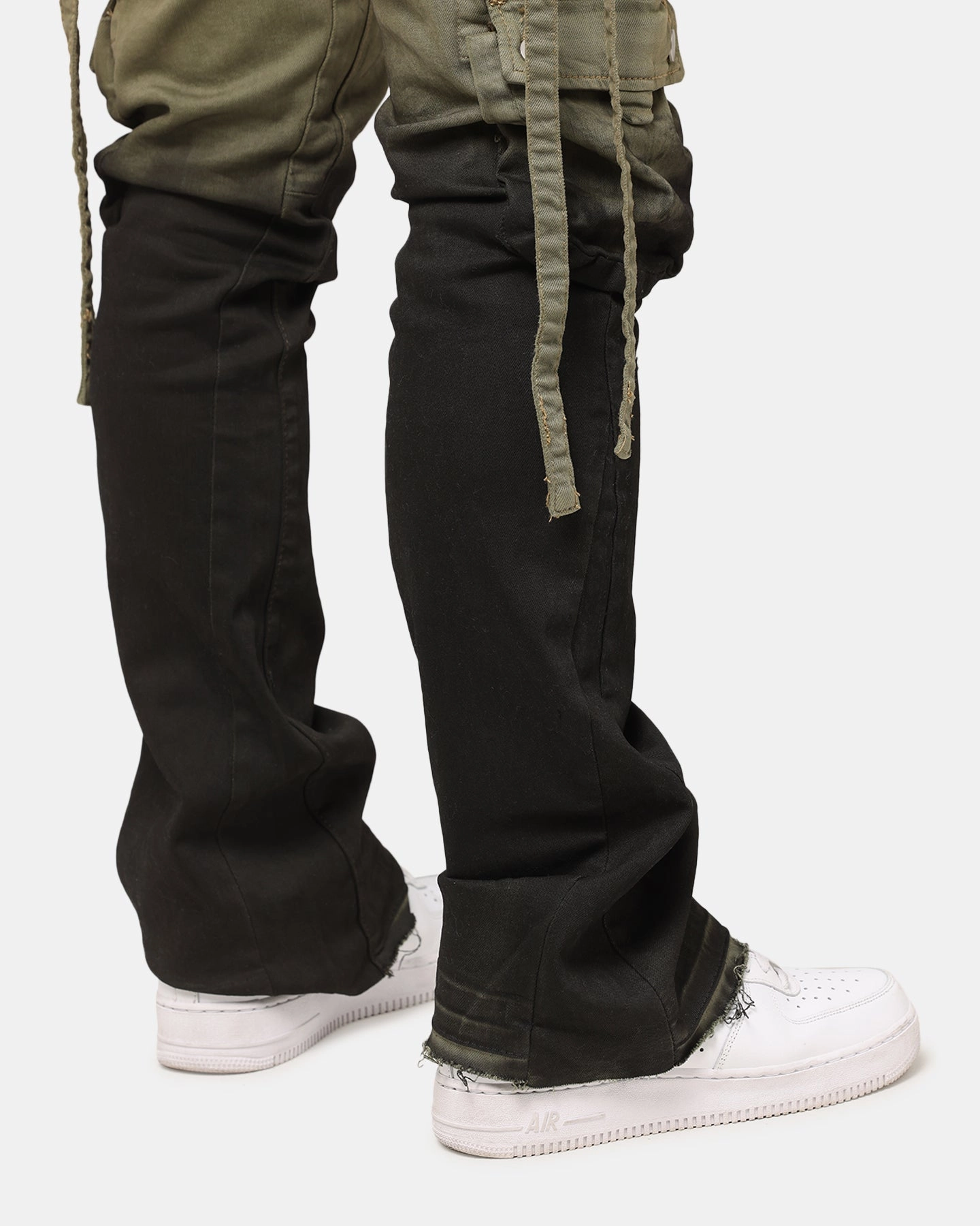 MNML B569 Cargo Flare Denim Jeans Olive/Black