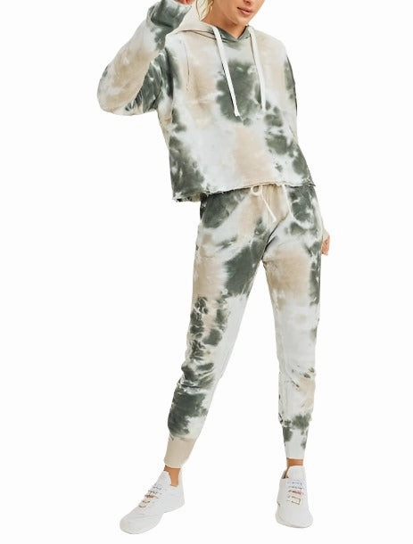 Mono B Tie Dye Jacquard Cropped Hoodie KT11687