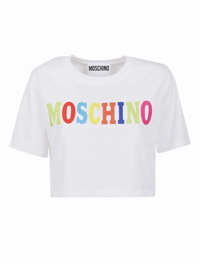 Moschino Logo Printed Crewneck Cropped T-Shirt