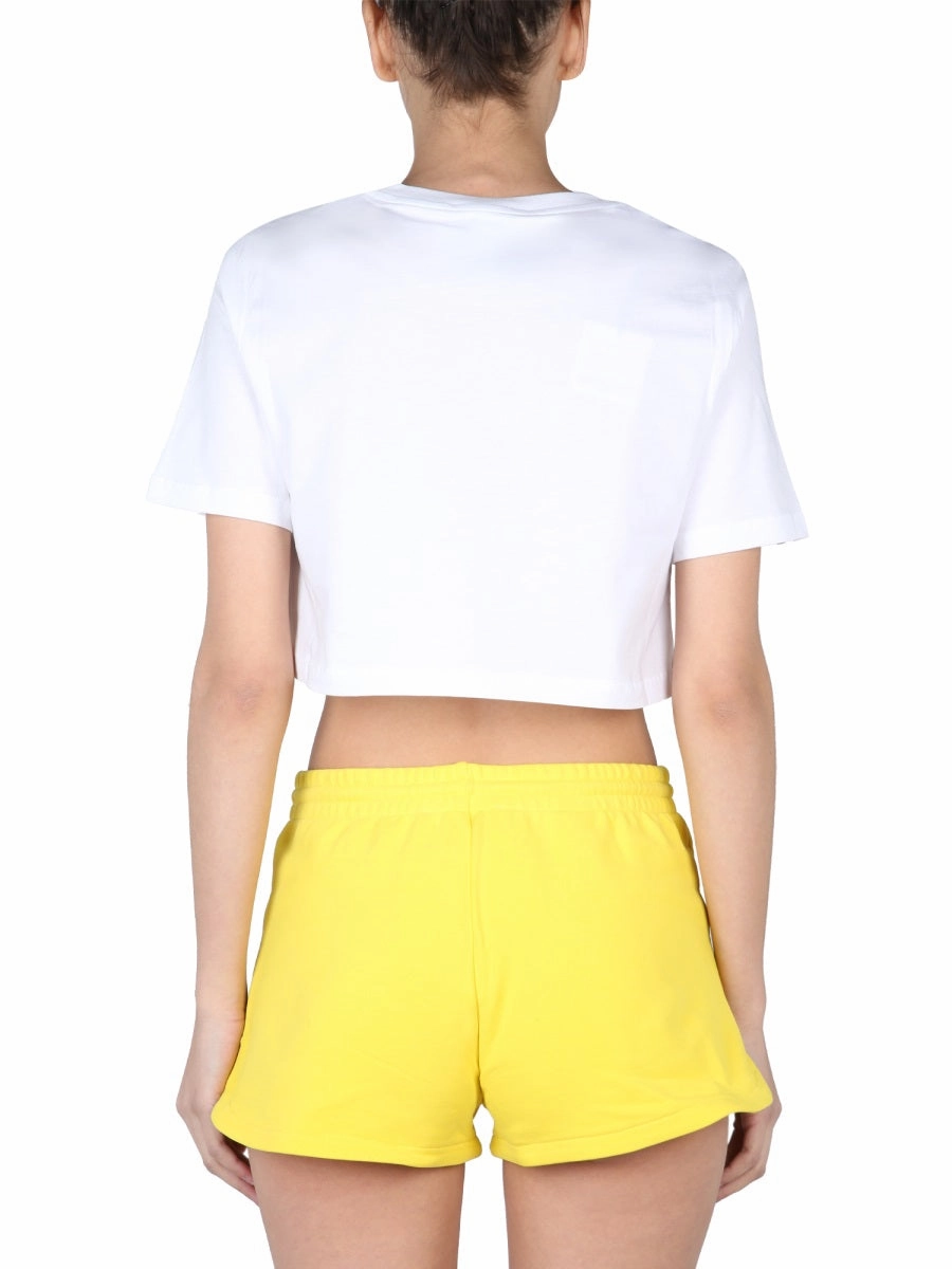 Moschino Logo Printed Crewneck Cropped T-Shirt