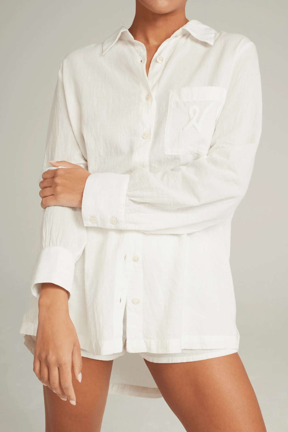 Organic Cotton PJ Shirt in White