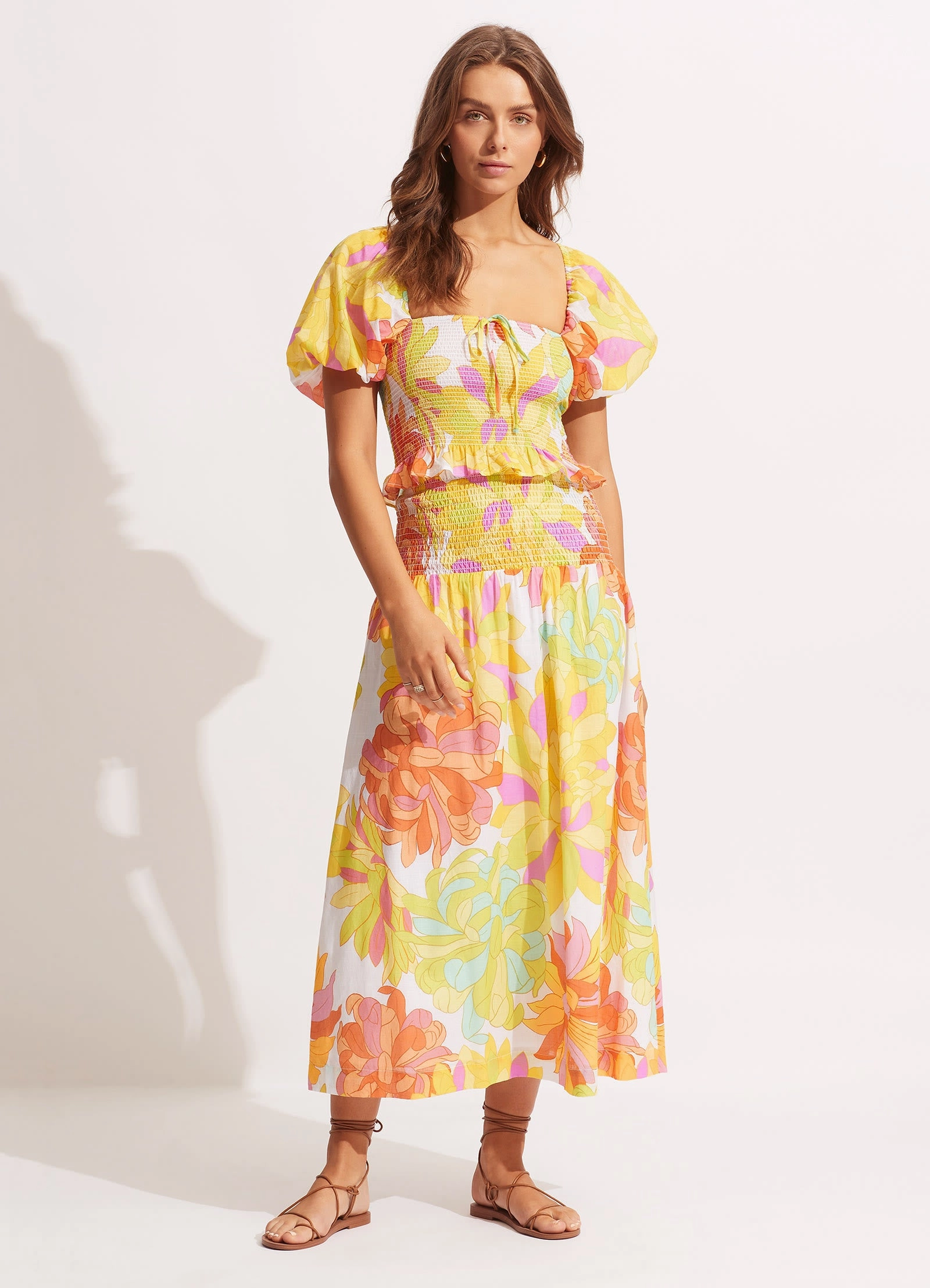 Palm Springs Shirring Skirt - Lime Light