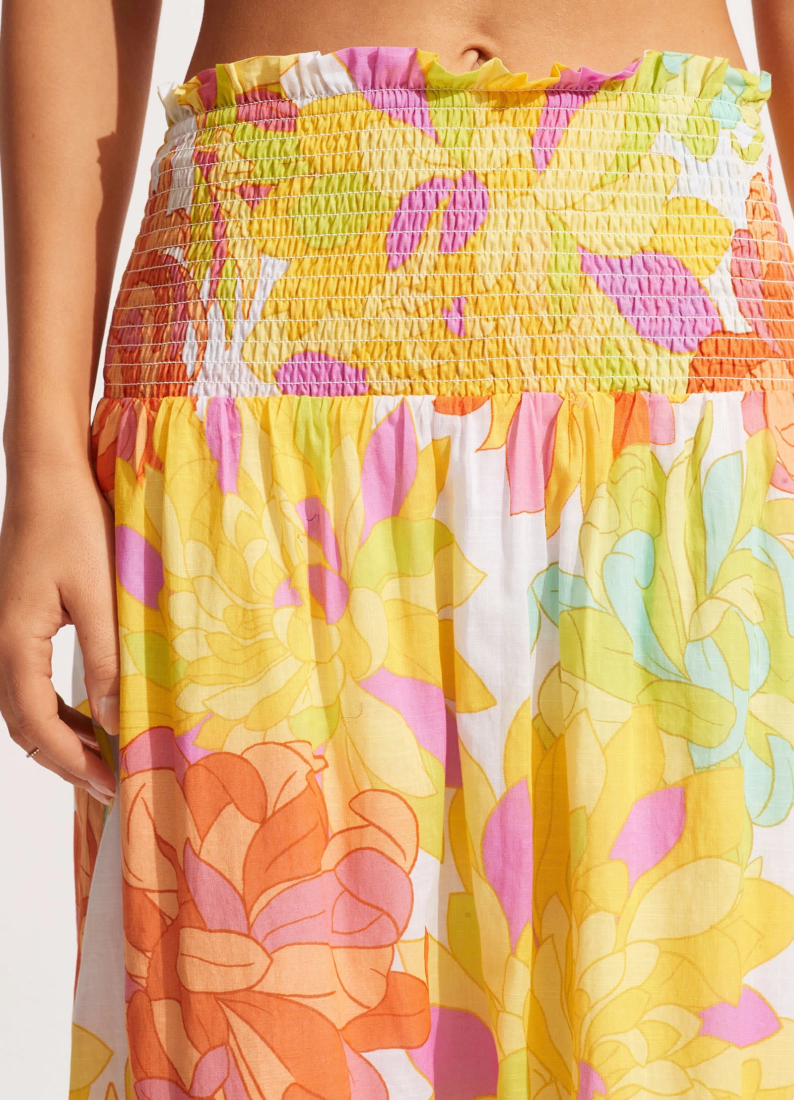 Palm Springs Shirring Skirt - Lime Light