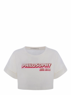 Philosophy Di Lorenzo Serafini Logo Printed Cropped T-Shirt