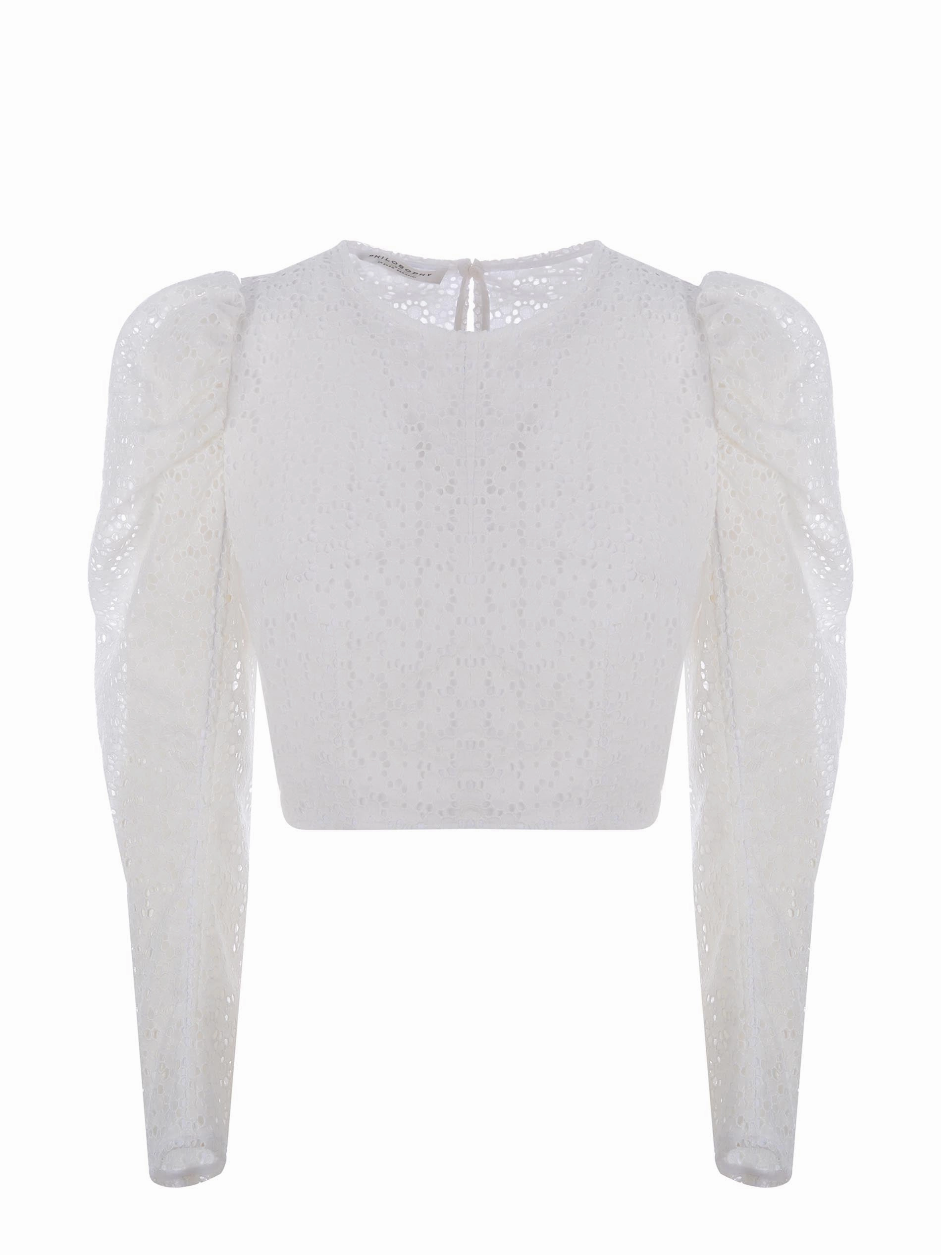 Philosophy Di Lorenzo Serafini Puff-Sleeve Cropped Blouse
