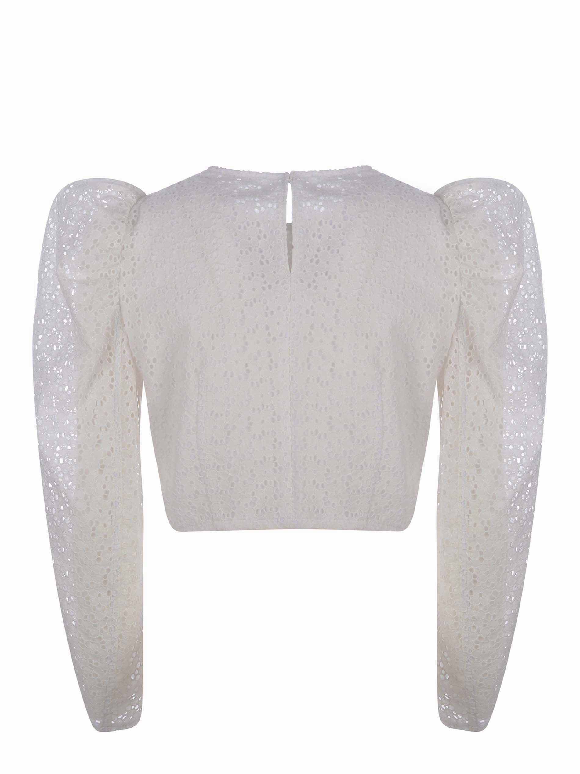 Philosophy Di Lorenzo Serafini Puff-Sleeve Cropped Blouse