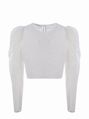 Philosophy Di Lorenzo Serafini Puff-Sleeve Cropped Blouse