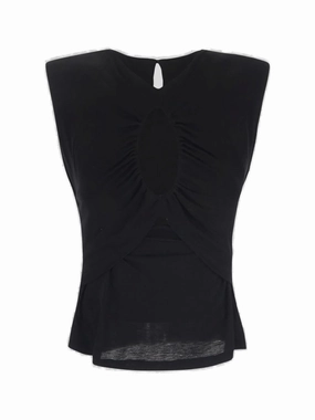 Pinko Cut-Out Round Neck Sleeveless Top
