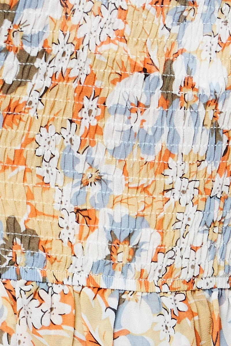 Print Crop Top Off Shoulder