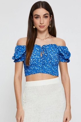 Print Crop Top Short Sleeve Sweetheart